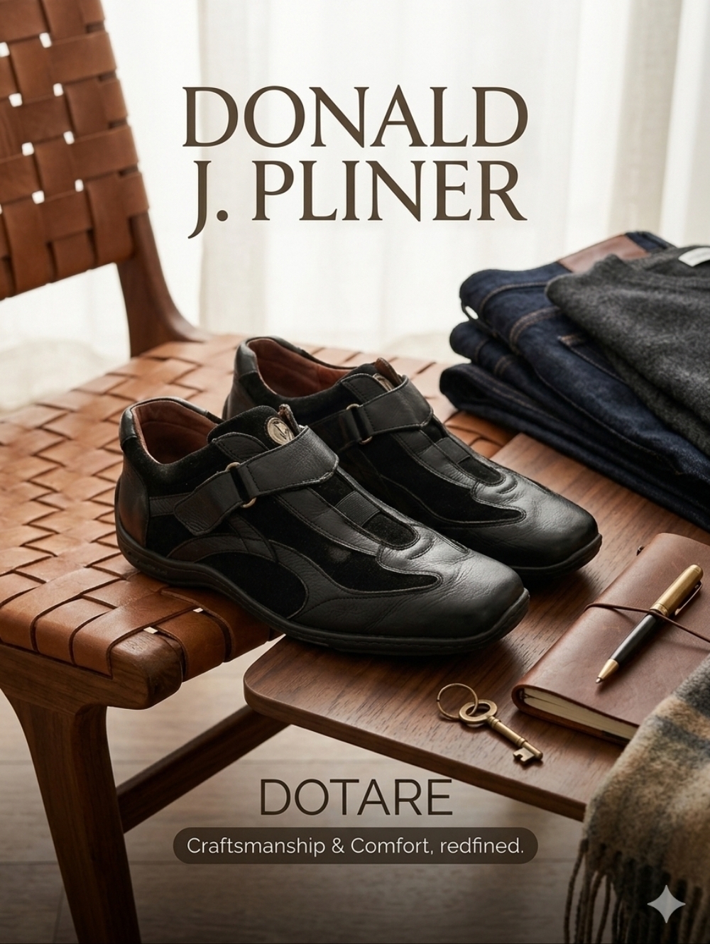 Donald J Pliner Dotare Black Leather Comfort Bungee Sneaker ,Womens 8.5M